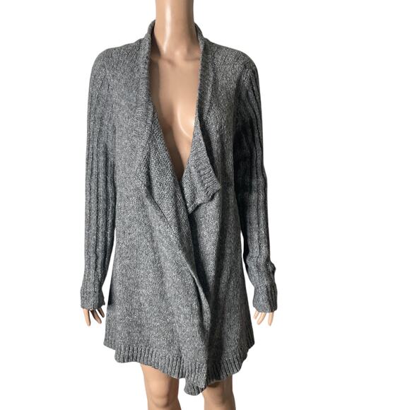 Ruby Moon Draped Sweater Womens XL Wool Blend Chunky Knit Gray Open Front - Picture 1 of 16